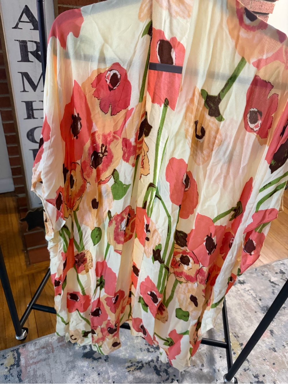 JANICE Apparel - Coral & Cream Floral Kimono